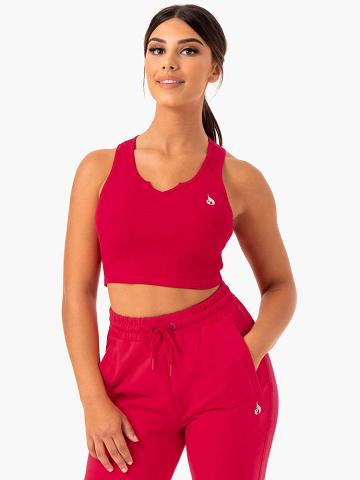 Podkoszulki Damskie Ryderwear Women Tanks Base V Split Różowe Czerwone | PL1175IS